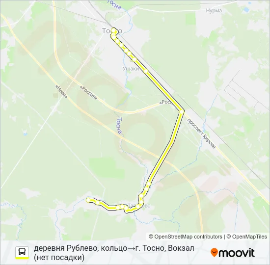 Автобус * 326 (ТОСНЕНСКИЙ РАЙОН): карта маршрута