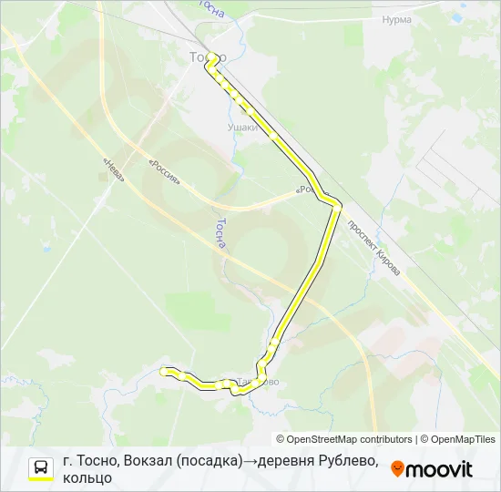Автобус * 326 (ТОСНЕНСКИЙ РАЙОН): карта маршрута