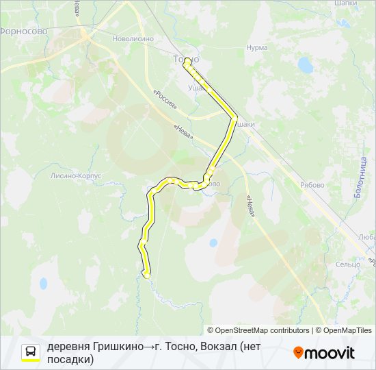 Автобус * 326 (ТОСНЕНСКИЙ РАЙОН): карта маршрута