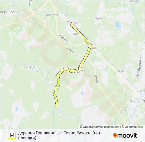 * 326 (ТОСНЕНСКИЙ РАЙОН) Bus Line Map