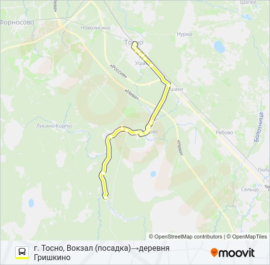 Автобус * 326 (ТОСНЕНСКИЙ РАЙОН): карта маршрута