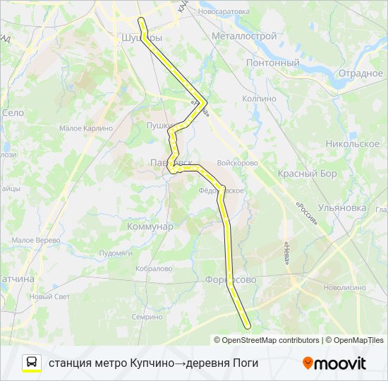 Автобус * 521 (ТОСНЕНСКИЙ РАЙОН): карта маршрута
