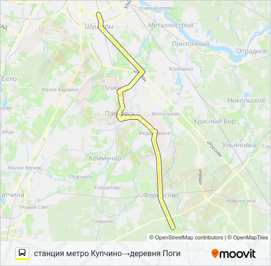 Автобус * 521 (ТОСНЕНСКИЙ РАЙОН): карта маршрута