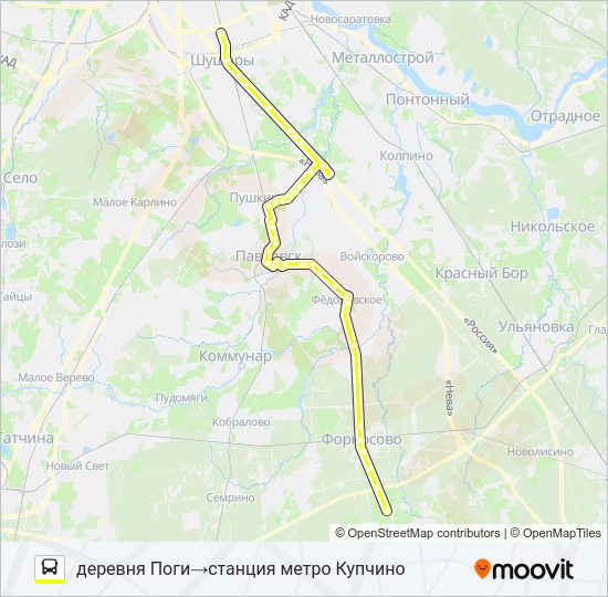 Автобус * 521 (ТОСНЕНСКИЙ РАЙОН): карта маршрута