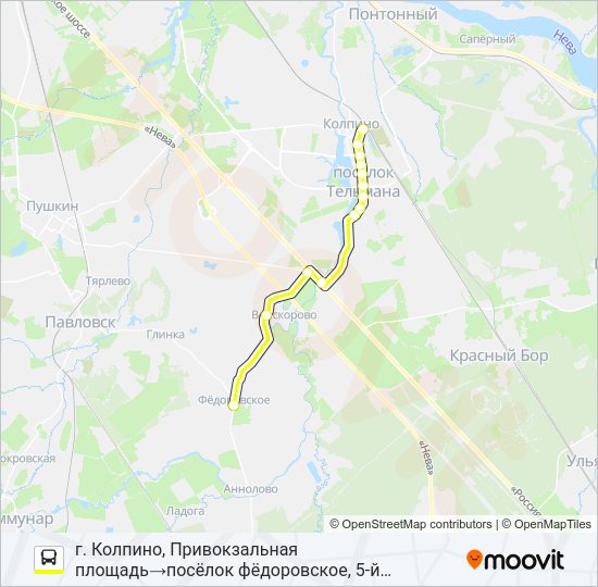 Автобус * 550 (ТОСНЕНСКИЙ РАЙОН): карта маршрута