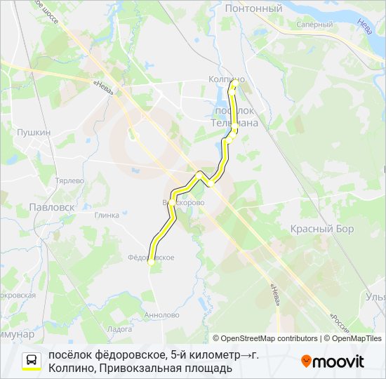 Автобус * 550 (ТОСНЕНСКИЙ РАЙОН): карта маршрута