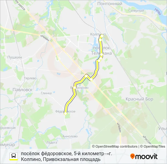 * 550 (ТОСНЕНСКИЙ РАЙОН) Bus Line Map