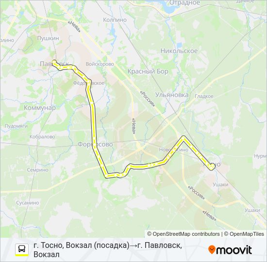 Автобус * 618 (ТОСНЕНСКИЙ РАЙОН): карта маршрута