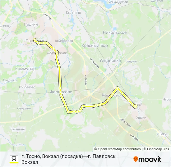 * 618 (ТОСНЕНСКИЙ РАЙОН) Bus Line Map
