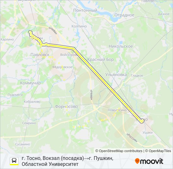 Автобус * 618 (ТОСНЕНСКИЙ РАЙОН): карта маршрута