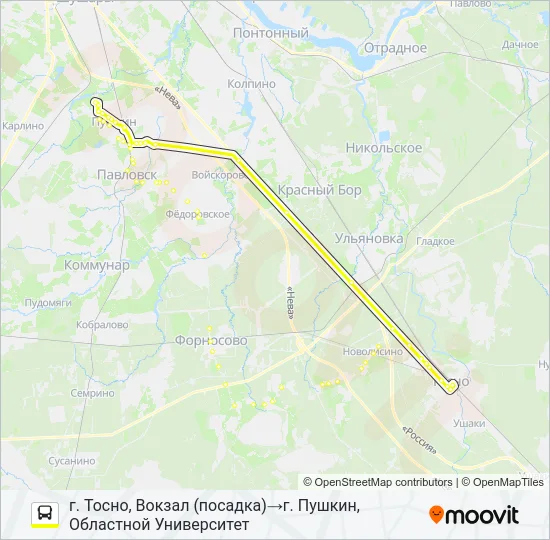 * 618 (ТОСНЕНСКИЙ РАЙОН) Bus Line Map