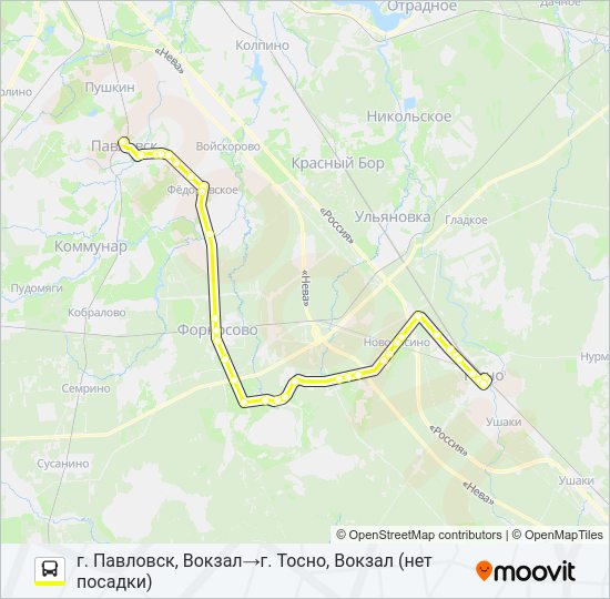 Автобус * 618 (ТОСНЕНСКИЙ РАЙОН): карта маршрута