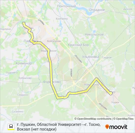 Автобус * 618 (ТОСНЕНСКИЙ РАЙОН): карта маршрута