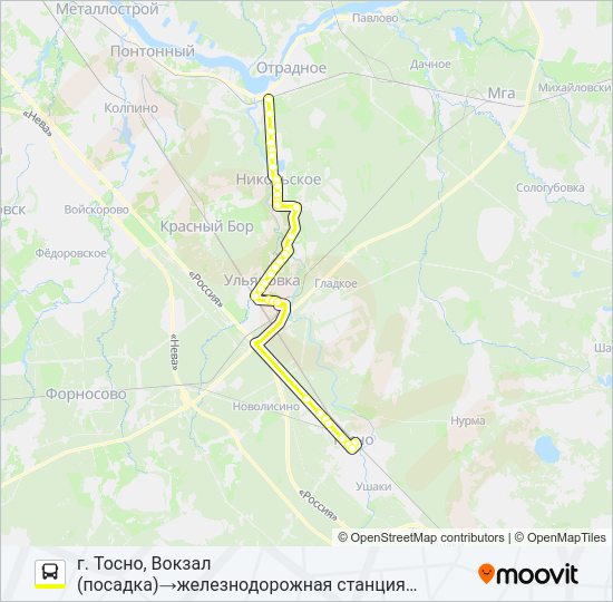 Автобус * 687 (ТОСНЕНСКИЙ РАЙОН): карта маршрута