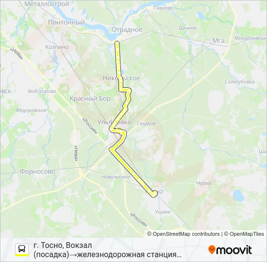 Автобус * 687 (ТОСНЕНСКИЙ РАЙОН): карта маршрута