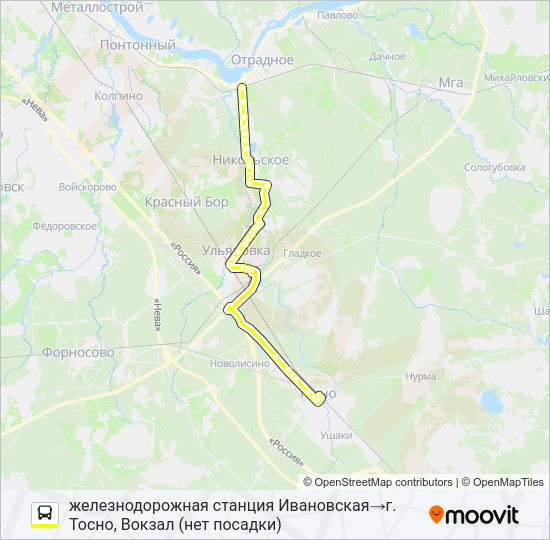 Автобус * 687 (ТОСНЕНСКИЙ РАЙОН): карта маршрута