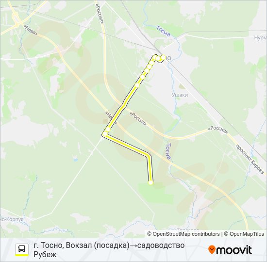 Автобус * 313А (ТОСНЕНСКИЙ РАЙОН): карта маршрута