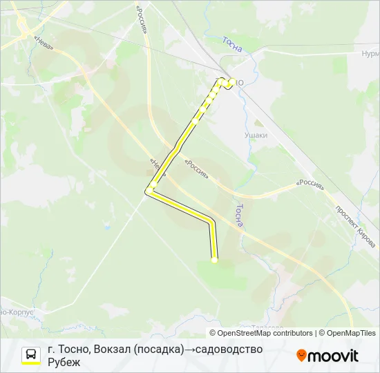 * 313А (ТОСНЕНСКИЙ РАЙОН) Bus Line Map