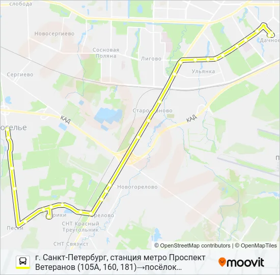 Автобус * 181 (ЛОМОНОСОВСКИЙ РАЙОН): карта маршрута