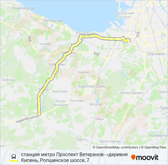 Автобус * 486 (ЛОМОНОСОВСКИЙ РАЙОН): карта маршрута