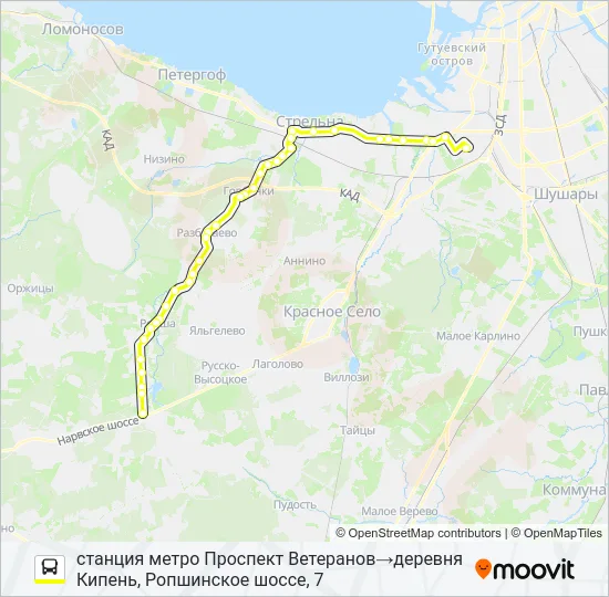 * 486 (ЛОМОНОСОВСКИЙ РАЙОН) Bus Line Map