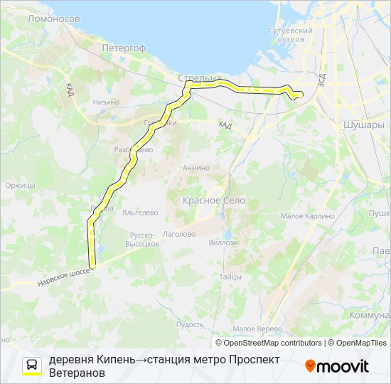 Автобус * 486 (ЛОМОНОСОВСКИЙ РАЙОН): карта маршрута