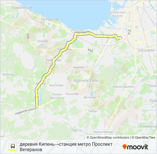 Автобус * 486 (ЛОМОНОСОВСКИЙ РАЙОН): карта маршрута