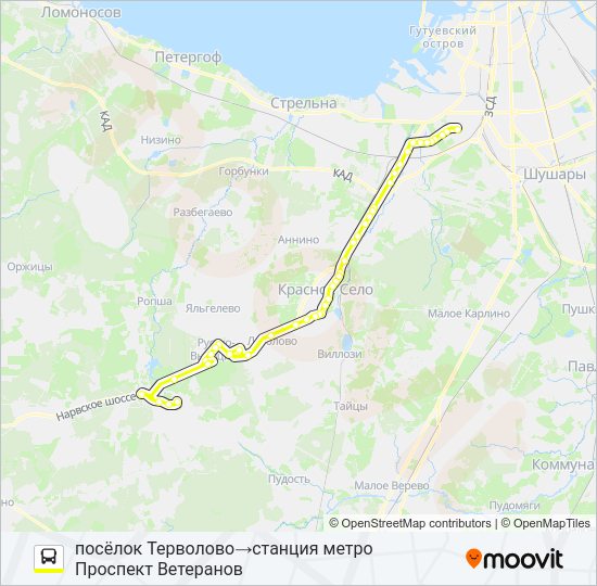 Автобус * 632 (ЛОМОНОСОВСКИЙ РАЙОН): карта маршрута