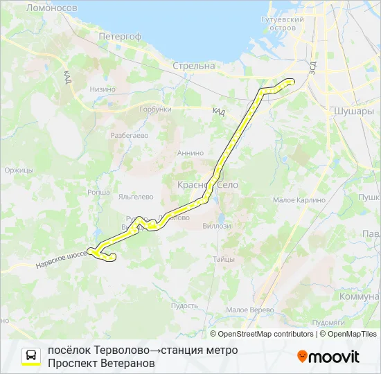 Автобус * 632 (ЛОМОНОСОВСКИЙ РАЙОН): карта маршрута