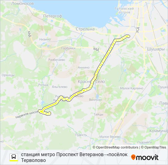 Автобус * 632 (ЛОМОНОСОВСКИЙ РАЙОН): карта маршрута