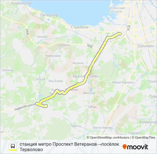 * 632 (ЛОМОНОСОВСКИЙ РАЙОН) Bus Line Map