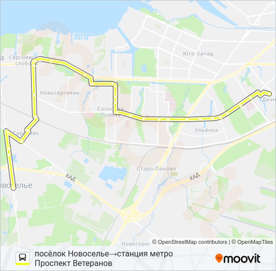 Автобус * 635 (ЛОМОНОСОВСКИЙ РАЙОН): карта маршрута