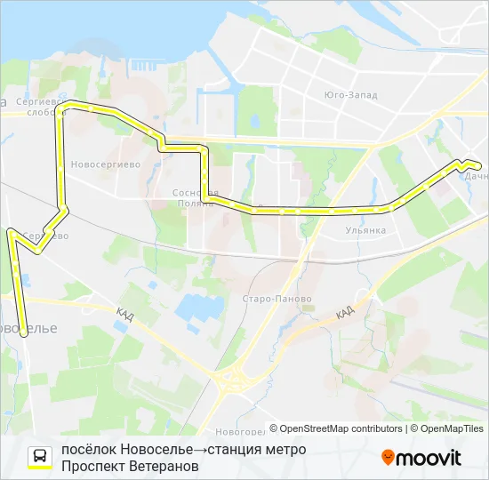Автобус * 635 (ЛОМОНОСОВСКИЙ РАЙОН): карта маршрута