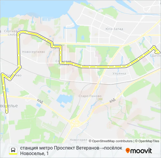 Автобус * 635 (ЛОМОНОСОВСКИЙ РАЙОН): карта маршрута