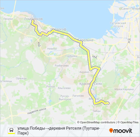 Автобус * 636 (ЛОМОНОСОВСКИЙ РАЙОН): карта маршрута
