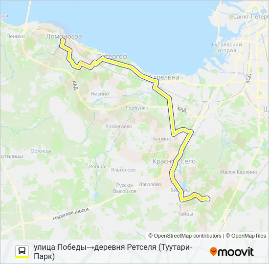 * 636 (ЛОМОНОСОВСКИЙ РАЙОН) Bus Line Map