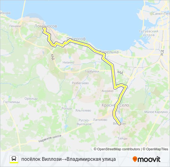 Автобус * 636 (ЛОМОНОСОВСКИЙ РАЙОН): карта маршрута