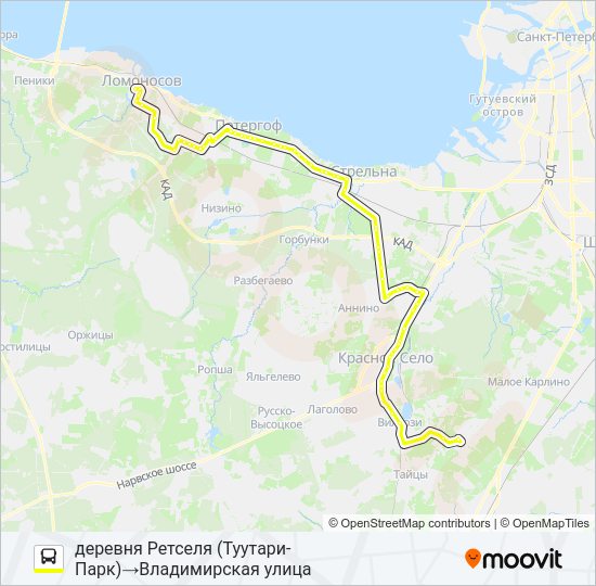 Автобус * 636 (ЛОМОНОСОВСКИЙ РАЙОН): карта маршрута