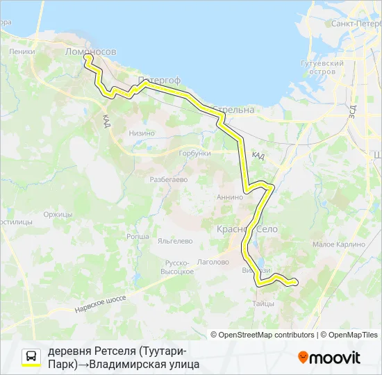* 636 (ЛОМОНОСОВСКИЙ РАЙОН) Bus Line Map