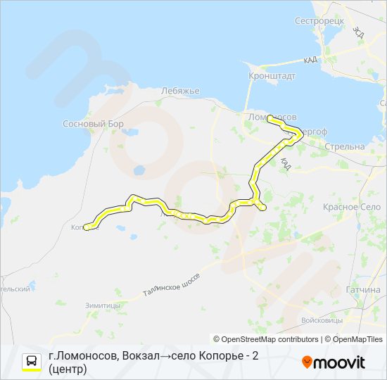 Автобус * 681 (ЛОМОНОСОВСКИЙ РАЙОН): карта маршрута