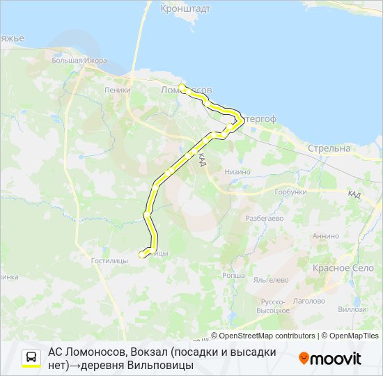 Автобус * 687 (ЛОМОНОСОВСКИЙ РАЙОН): карта маршрута