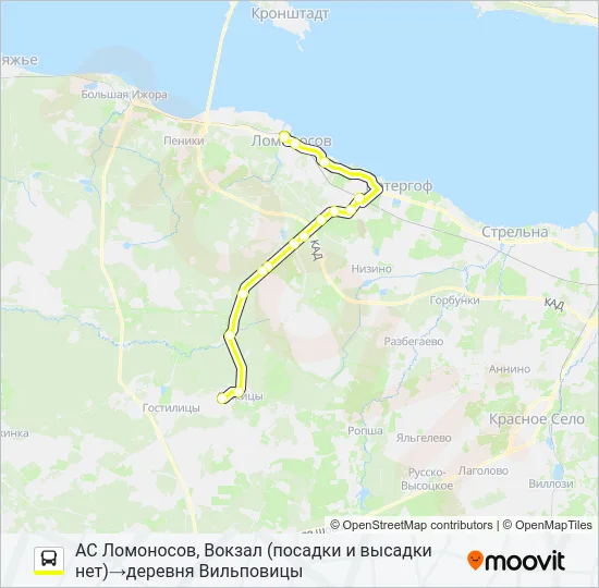 Автобус * 687 (ЛОМОНОСОВСКИЙ РАЙОН): карта маршрута