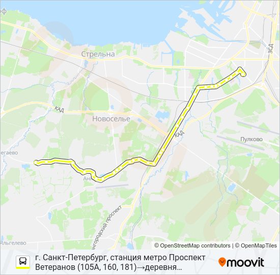 * 105А (ЛОМОНОСОВСКИЙ РАЙОН) Bus Line Map