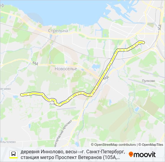 * 105А (ЛОМОНОСОВСКИЙ РАЙОН) Bus Line Map