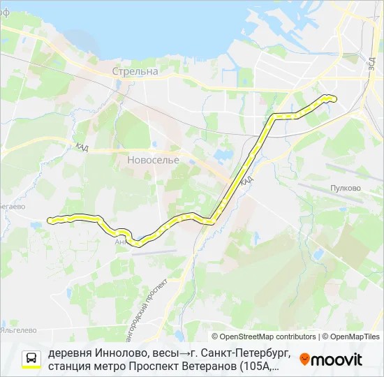 * 105А (ЛОМОНОСОВСКИЙ РАЙОН) Bus Line Map