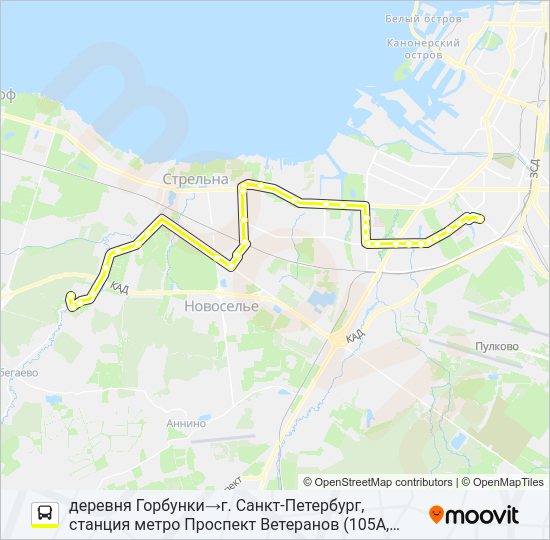 Автобус * 486В (ЛОМОНОСОВСКИЙ РАЙОН): карта маршрута