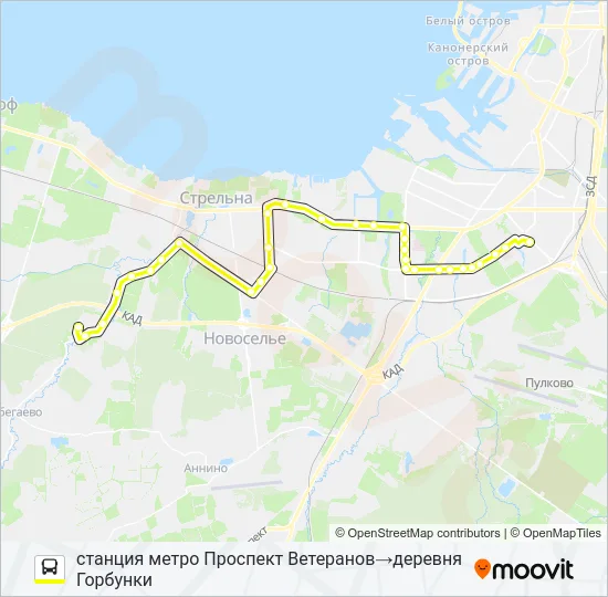 Автобус * 486В (ЛОМОНОСОВСКИЙ РАЙОН): карта маршрута