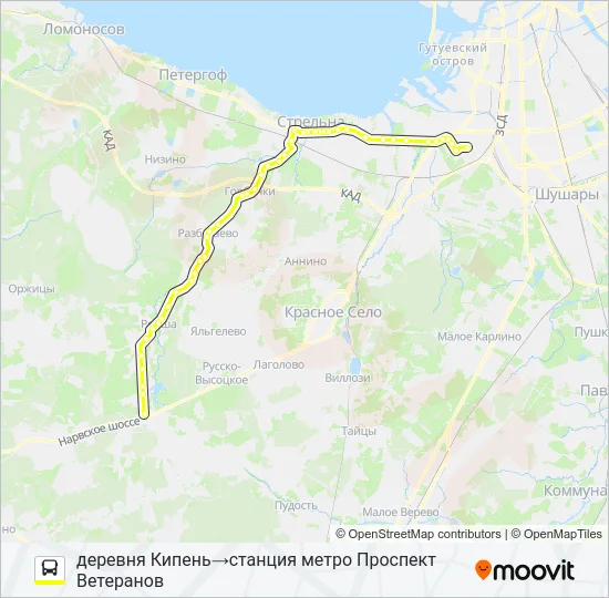 Автобус * 650А (ЛОМОНОСОВСКИЙ РАЙОН): карта маршрута