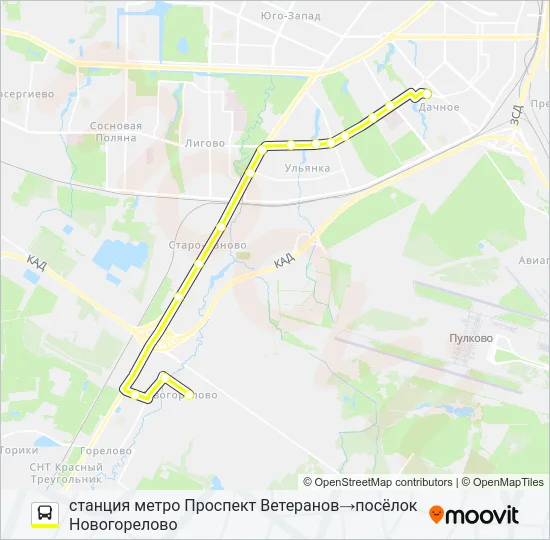 Автобус * 650Б (ЛОМОНОСОВСКИЙ РАЙОН): карта маршрута