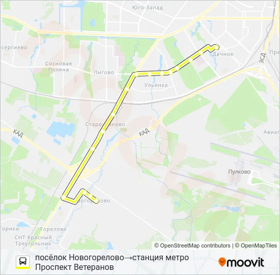 Автобус * 650Б (ЛОМОНОСОВСКИЙ РАЙОН): карта маршрута
